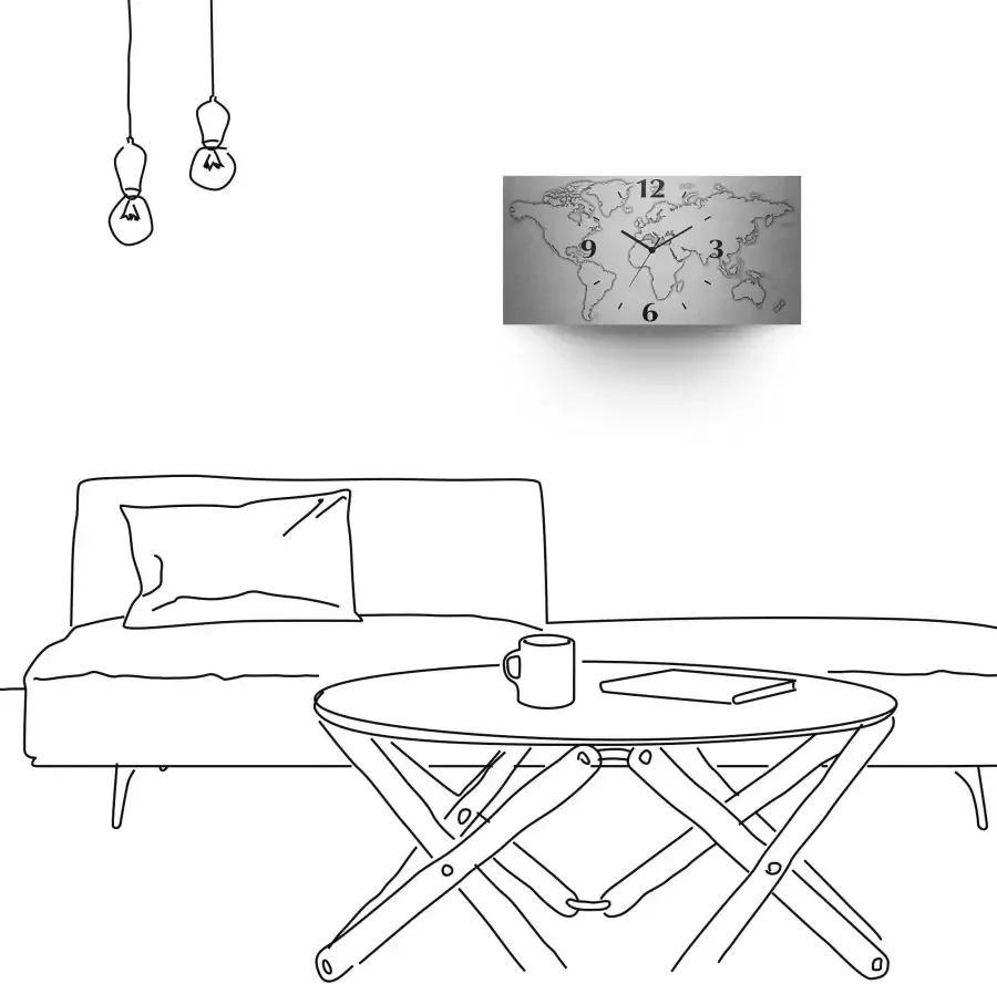 Artland Wandklok Wereldkaart 3d-look geschulpt met kwarts- of radiografisch uurwerk verschillende maten - Foto 4