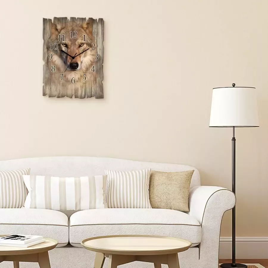 Artland Wandklok Wolf optioneel verkrijgbaar met kwarts- of radiografisch uurwerk geruisloos zonder tikkend geluid - Foto 2