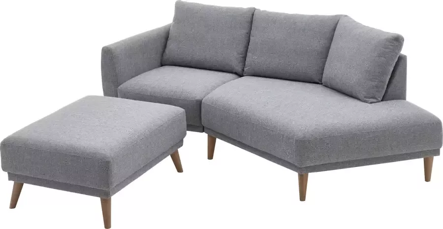 ATLANTIC home collection 2 5-zitsbank Elvis Hoekbank met open einde in Scandinavische stijl massief houten poten - Foto 8