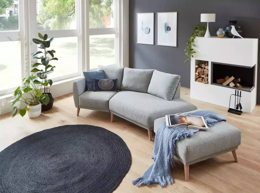 ATLANTIC home collection 2 5-zitsbank Elvis Hoekbank met open einde in Scandinavische stijl massief houten poten - Foto 2