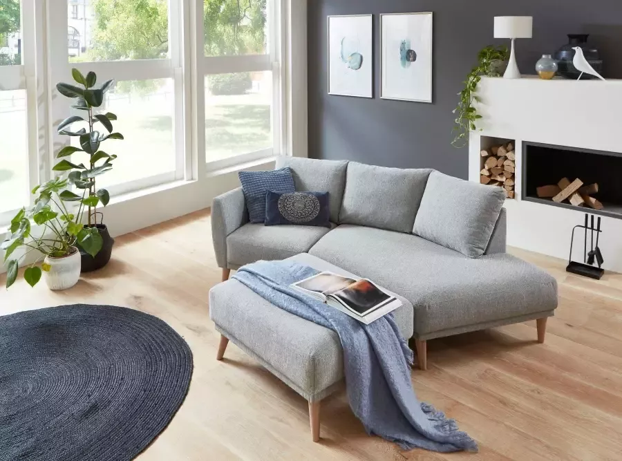 ATLANTIC home collection 2 5-zitsbank Elvis Hoekbank met open einde in Scandinavische stijl massief houten poten - Foto 3