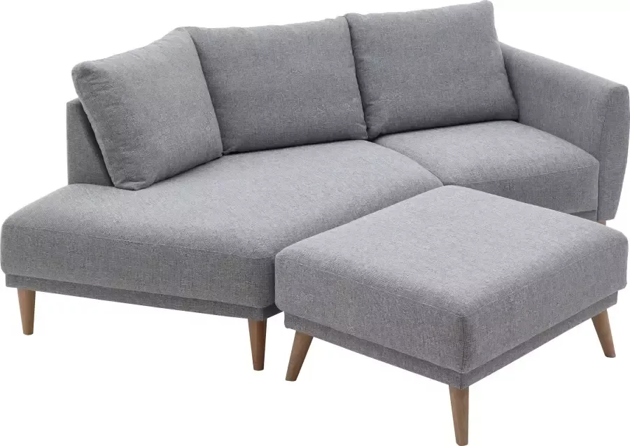 ATLANTIC home collection 2 5-zitsbank Elvis Hoekbank met open einde in Scandinavische stijl massief houten poten - Foto 4