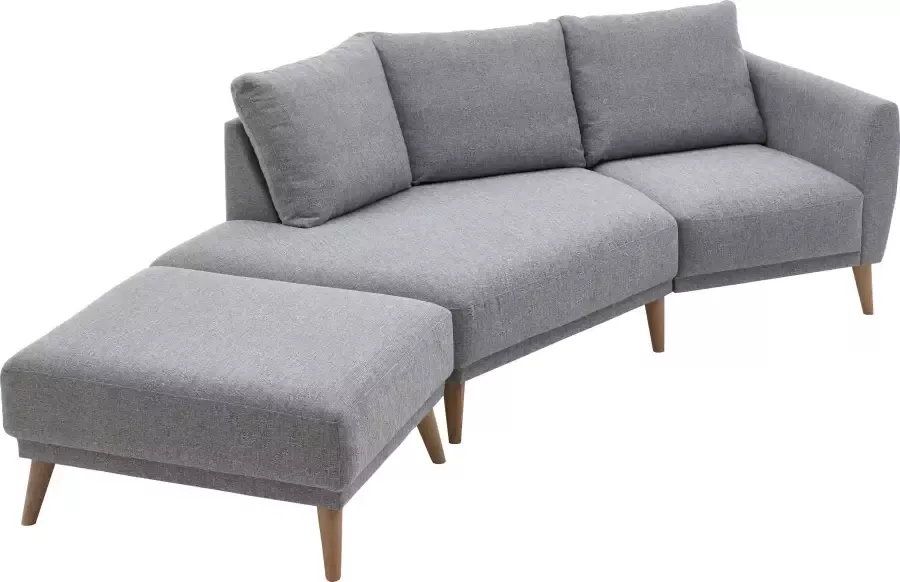 ATLANTIC home collection 2 5-zitsbank Elvis Hoekbank met open einde in Scandinavische stijl massief houten poten - Foto 5