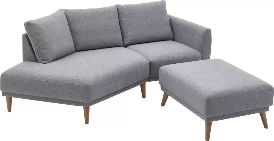 ATLANTIC home collection 2 5-zitsbank Elvis Hoekbank met open einde in Scandinavische stijl massief houten poten - Foto 8