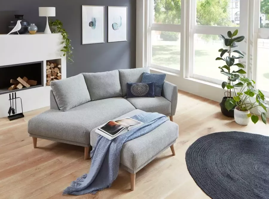 ATLANTIC home collection 2 5-zitsbank Elvis Hoekbank met open einde in Scandinavische stijl massief houten poten - Foto 3