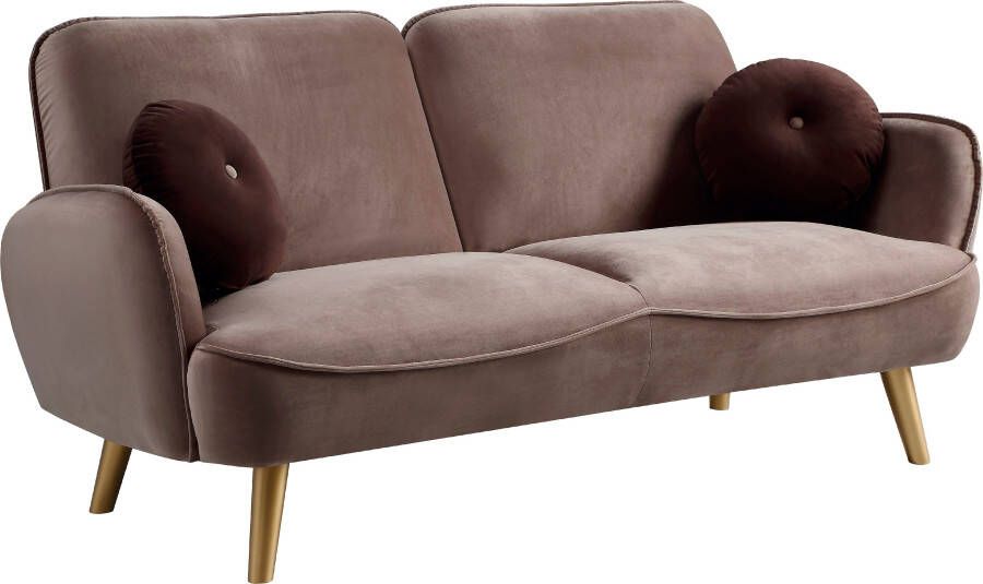 ATLANTIC home collection 3-zitsbank Ben met nosagvering incl. 2 sierkussens goudkleurige massief houten poten - Foto 6