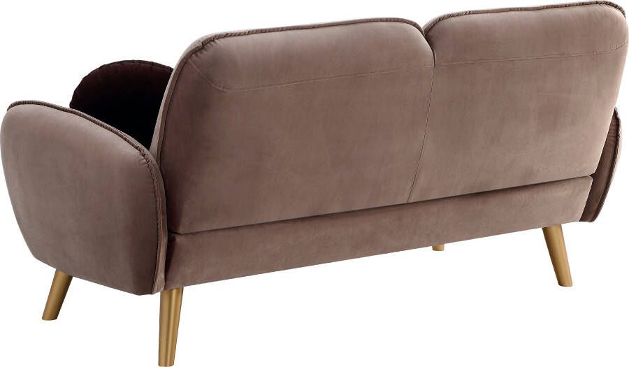 ATLANTIC home collection 3-zitsbank Ben met nosagvering incl. 2 sierkussens goudkleurige massief houten poten - Foto 7