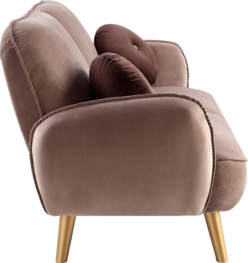 ATLANTIC home collection 3-zitsbank Ben met nosagvering incl. 2 sierkussens goudkleurige massief houten poten - Foto 2