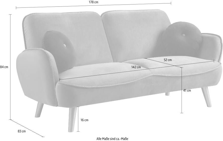ATLANTIC home collection 3-zitsbank Ben met nosagvering incl. 2 sierkussens goudkleurige massief houten poten - Foto 5