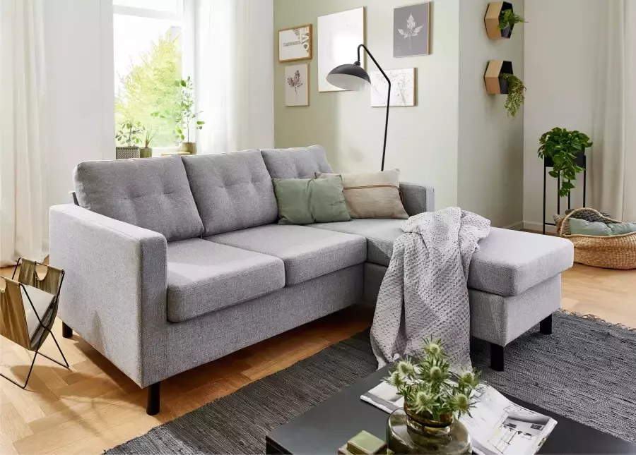 ATLANTIC home collection Hoekbank Tea L-vorm Hoekbank vrij plaatsbaar en récamier aan beide kanten te monteren