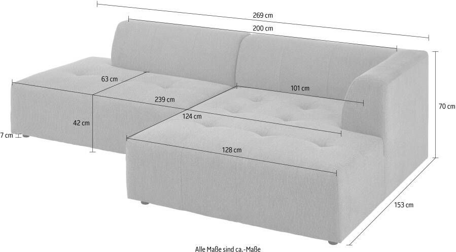 ATLANTIC home collection 3-zitsbank Leonardo Poef voetenbank Ottoman met XXL ligoppervlak - Foto 2