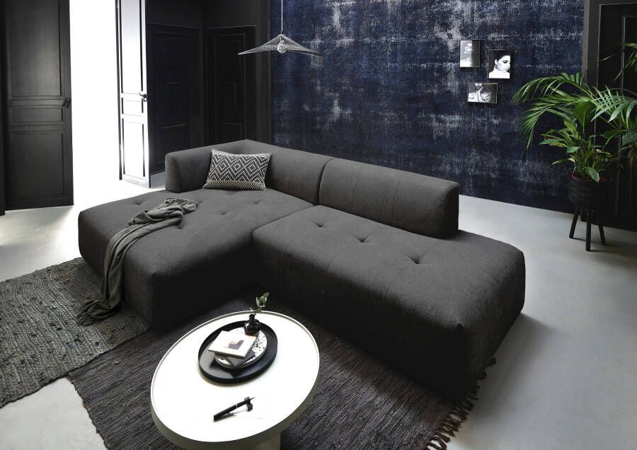 ATLANTIC home collection 3-zitsbank Leonardo Poef voetenbank Ottoman met XXL ligoppervlak