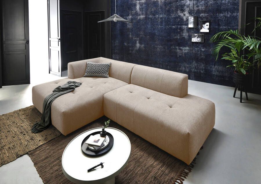 ATLANTIC home collection 3-zitsbank Leonardo Poef voetenbank Ottoman met XXL ligoppervlak