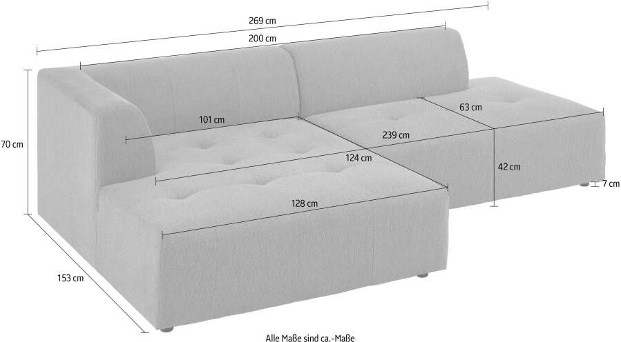 ATLANTIC home collection 3-zitsbank Leonardo Poef voetenbank Ottoman met XXL ligoppervlak - Foto 2