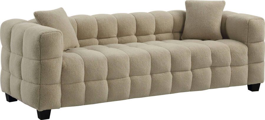 ATLANTIC home collection 3-zitsbank Stella incl. 2 sierkussens en gemaakt van moderne teddy stof - Foto 4
