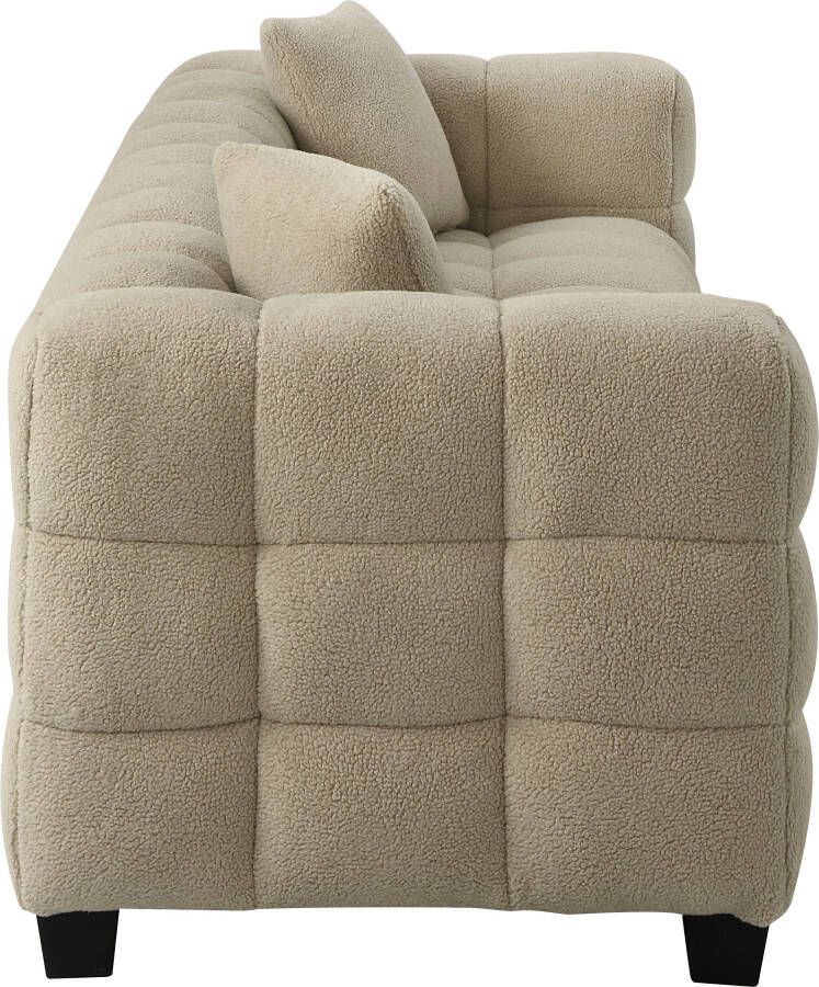 ATLANTIC home collection 3-zitsbank Stella incl. 2 sierkussens en gemaakt van moderne teddy stof - Foto 2