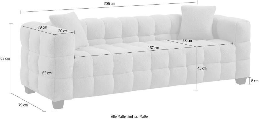 ATLANTIC home collection 3-zitsbank Stella incl. 2 sierkussens en gemaakt van moderne teddy stof - Foto 3