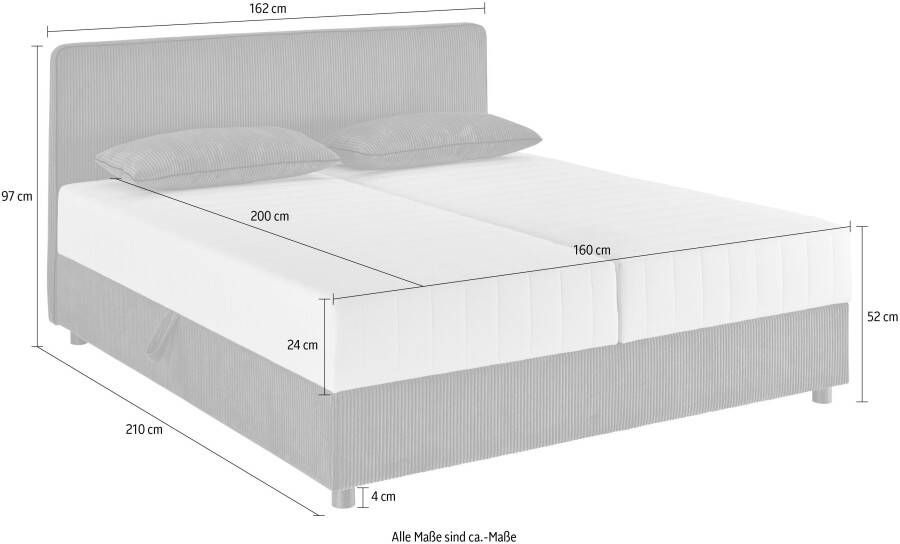 ATLANTIC home collection Bed Corinna Boxspring bed incl. opbergruimte ribfluweel verkrijgbaar in verschillende breedtes - Foto 4