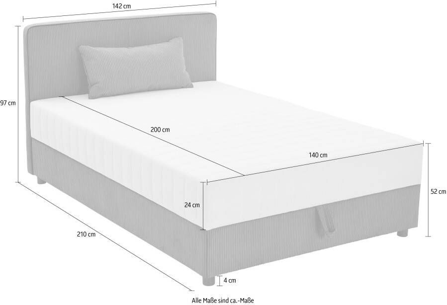 ATLANTIC home collection Bed Corinna Boxspring bed incl. opbergruimte ribfluweel verkrijgbaar in verschillende breedtes - Foto 4