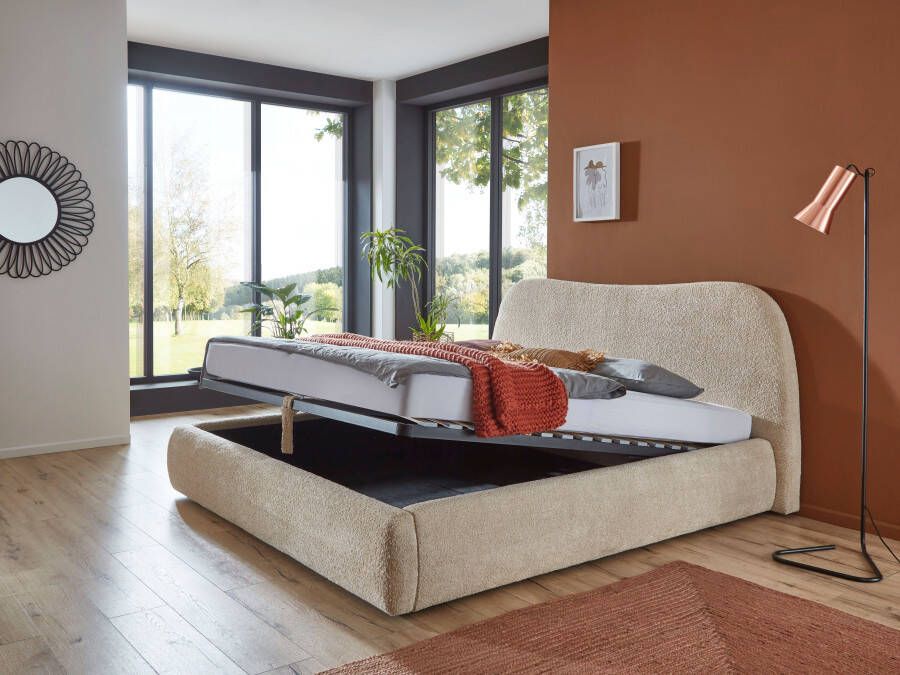 ATLANTIC home collection Gestoffeerd bed Sophie met of zonder opbergruimte hoogwaardige bouclé bekleding