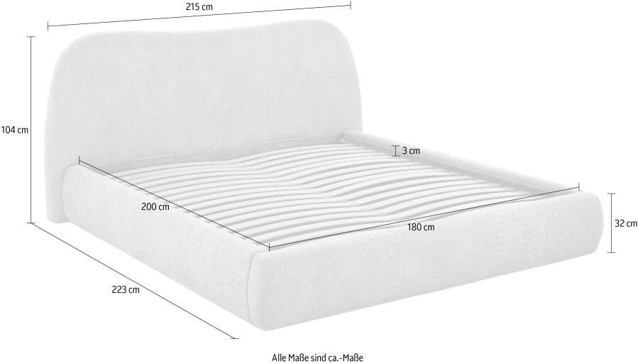 ATLANTIC home collection Gestoffeerd bed Sophie met of zonder opbergruimte hoogwaardige bouclé bekleding - Foto 4