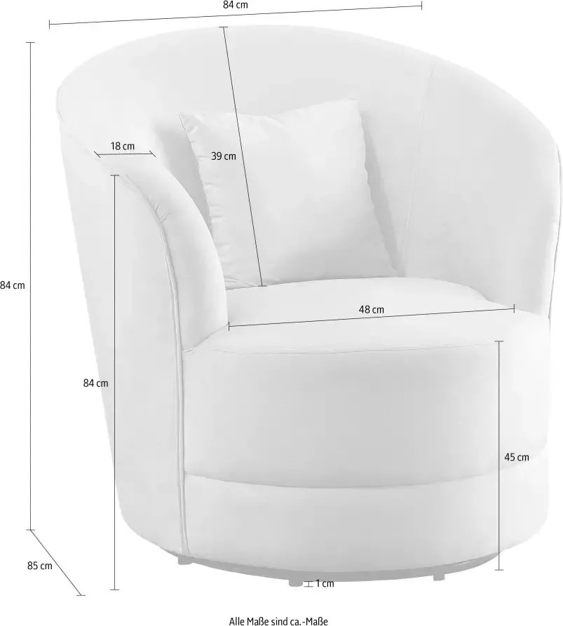 ATLANTIC home collection Draaibare fauteuil Colin 360° vrij draaiend in fluwelen hoes incl. sierkussen - Foto 3