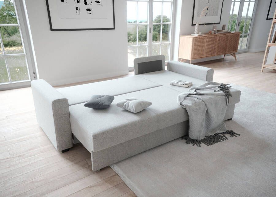 ATLANTIC home collection Hoekbank Dublin Slaapfunctie en bedkist récamier links of rechts te monteren