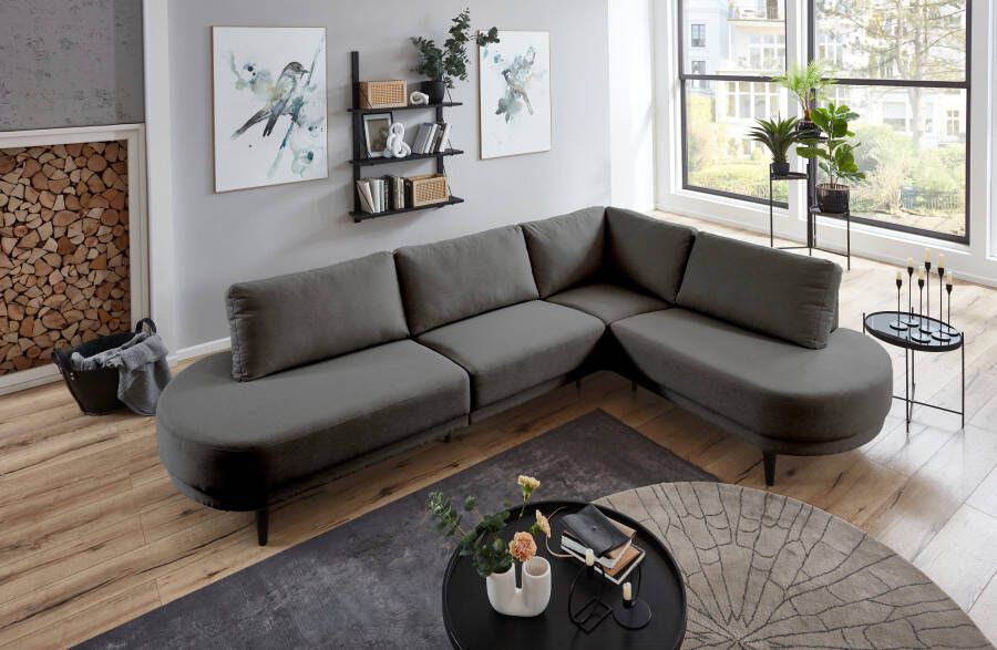 ATLANTIC home collection Hoekbank Ronny L-vorm met golvenondersteuning rechts links monteerbaar