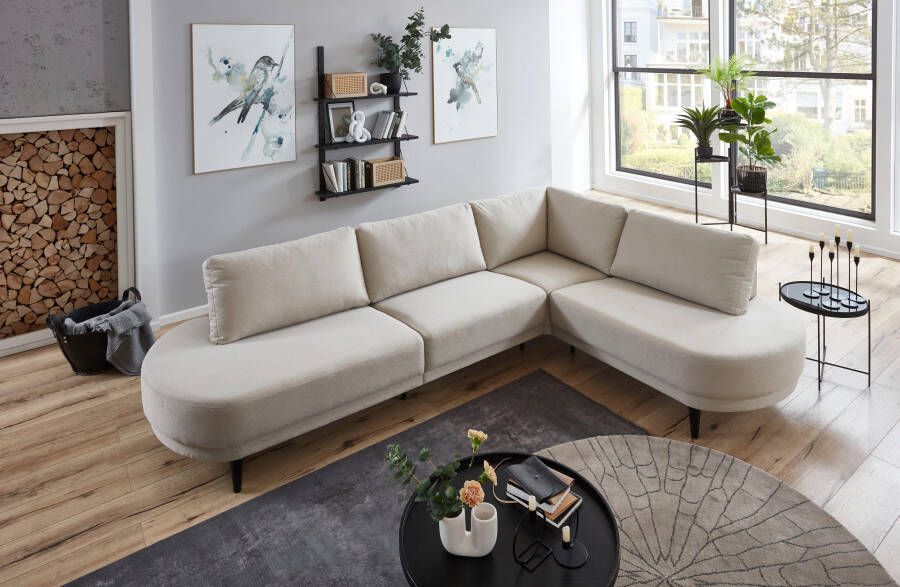 ATLANTIC home collection Hoekbank Ronny L-vorm met golvenondersteuning rechts links monteerbaar