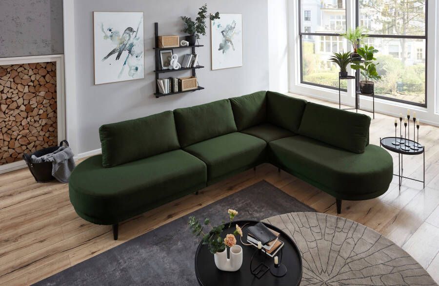 ATLANTIC home collection Hoekbank Ronny L-vorm met golvenondersteuning rechts links monteerbaar