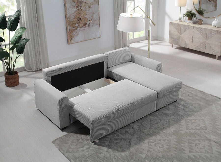ATLANTIC home collection Hoekbank Dublin L-vorm Slaapfunctie en bedkist récamier links of rechts te monteren
