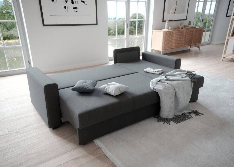 ATLANTIC home collection Hoekbank Dublin L-vorm Slaapfunctie en bedkist récamier links of rechts te monteren - Foto 1