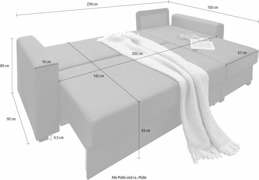ATLANTIC home collection Hoekbank Dublin L-vorm Slaapfunctie en bedkist récamier links of rechts te monteren - Foto 3