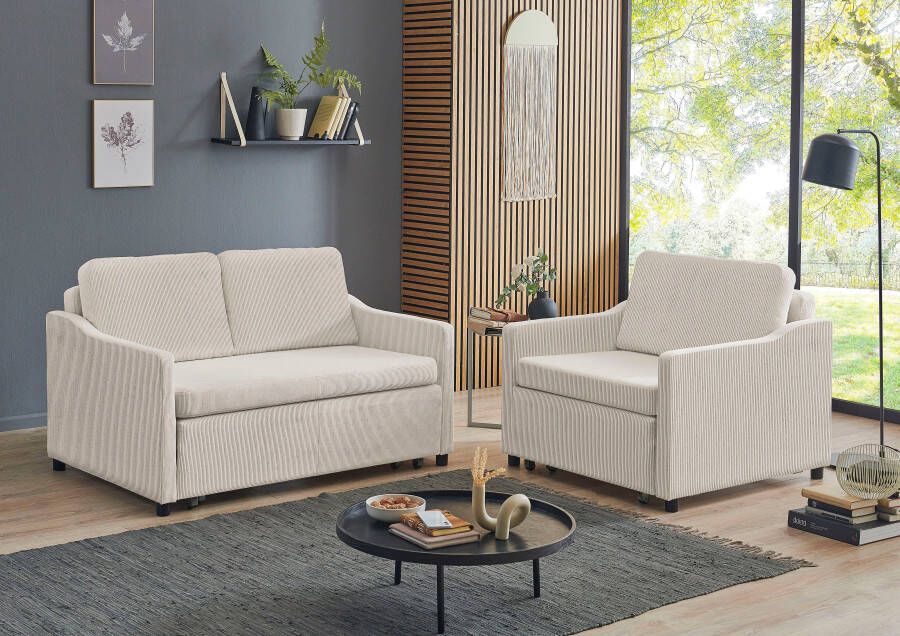 ATLANTIC home collection Slaapbank Anella met cordbekleding met slaapfunctie vrij plaatsbaar