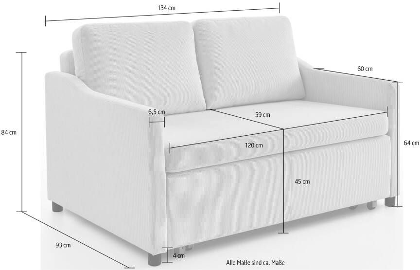 ATLANTIC home collection Slaapbank Anella met cordbekleding met slaapfunctie vrij plaatsbaar - Foto 5