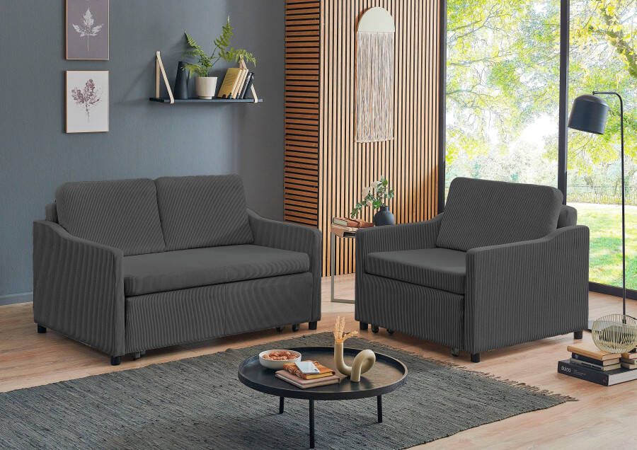 ATLANTIC home collection Slaapbank Anella met cordbekleding met slaapfunctie vrij plaatsbaar