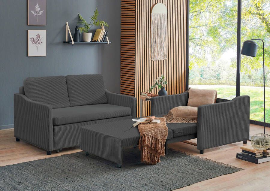 ATLANTIC home collection Slaapbank Anella met cordbekleding met slaapfunctie vrij plaatsbaar - Foto 3