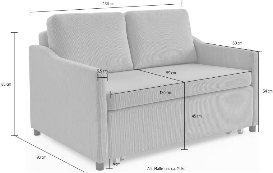 ATLANTIC home collection Slaapbank Anella met cordbekleding met slaapfunctie vrij plaatsbaar - Foto 6