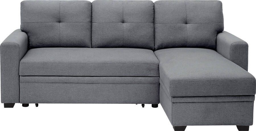 ATLANTIC home collection Hoekbank Gerrit L-vorm Bank met slaapbank functie en bedbox de recamiere kan rechts of links worden gemonteerd - Foto 4