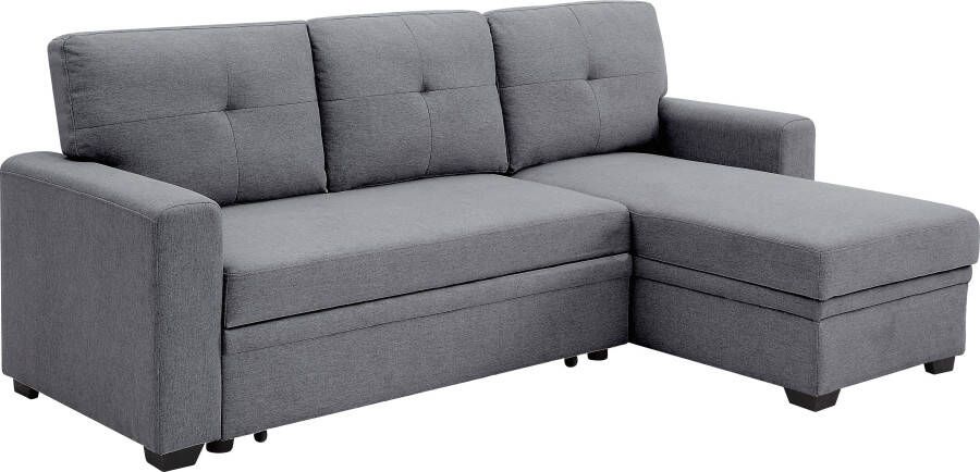 ATLANTIC home collection Hoekbank Gerrit L-vorm Bank met slaapbank functie en bedbox de recamiere kan rechts of links worden gemonteerd - Foto 7