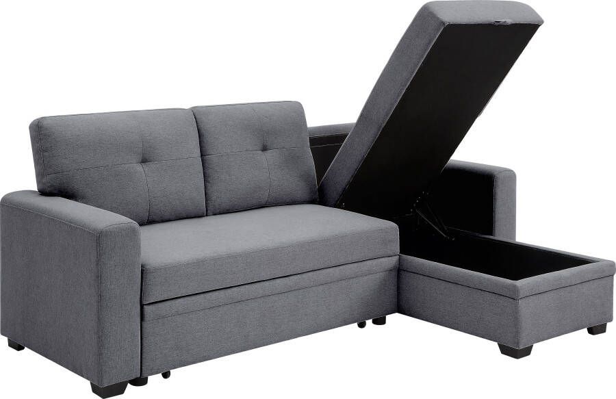 ATLANTIC home collection Hoekbank Gerrit L-vorm Bank met slaapbank functie en bedbox de recamiere kan rechts of links worden gemonteerd - Foto 2