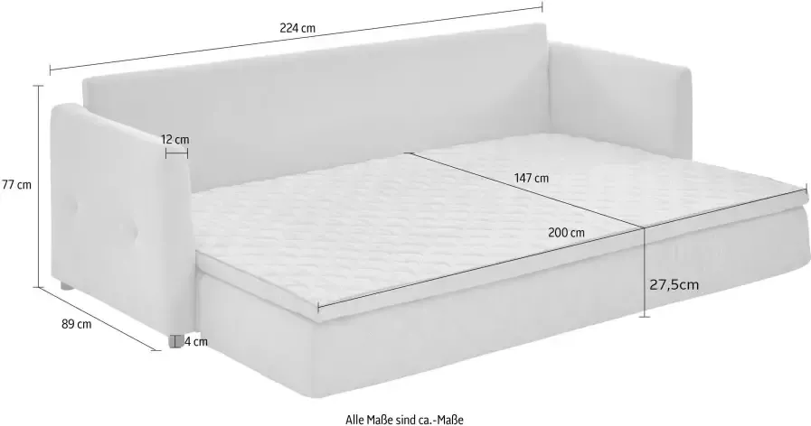 ATLANTIC home collection Slaapbank KEN met slaapfunctie inclusief topmatras met afneembare bekleding - Foto 2