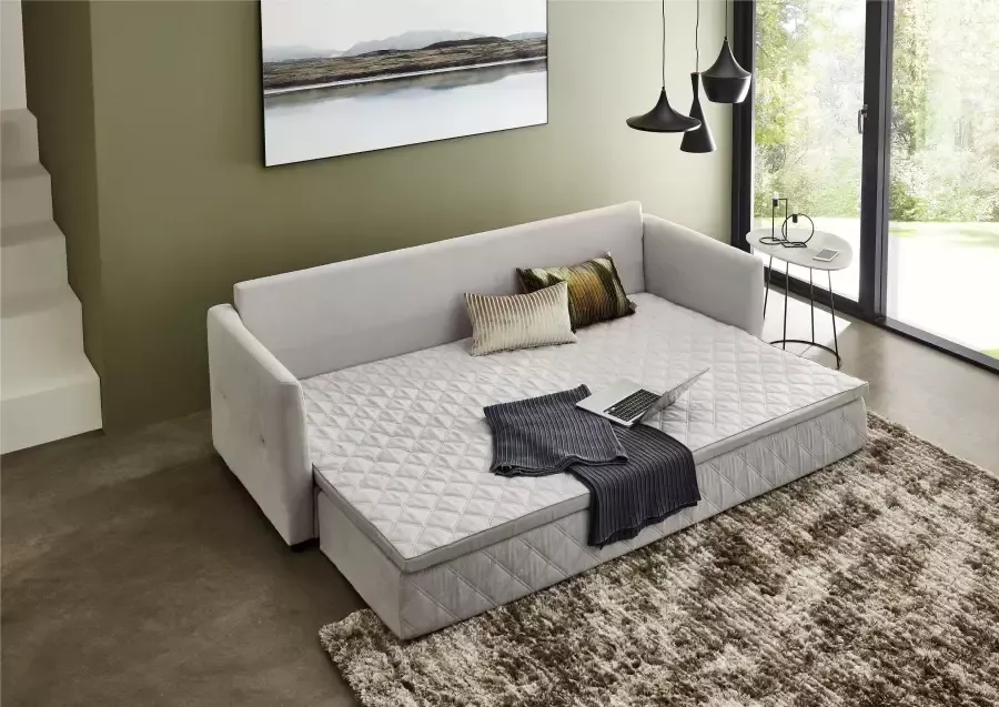 ATLANTIC home collection Slaapbank KEN met slaapfunctie inclusief topmatras met afneembare bekleding