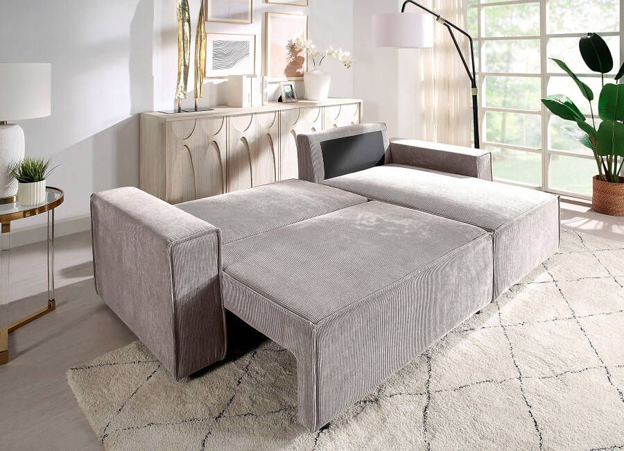 ATLANTIC home collection Slaapbank NORMAN met corduroy overtrek bedlade en recamiere kunnen rechts of links worden gemonteerd
