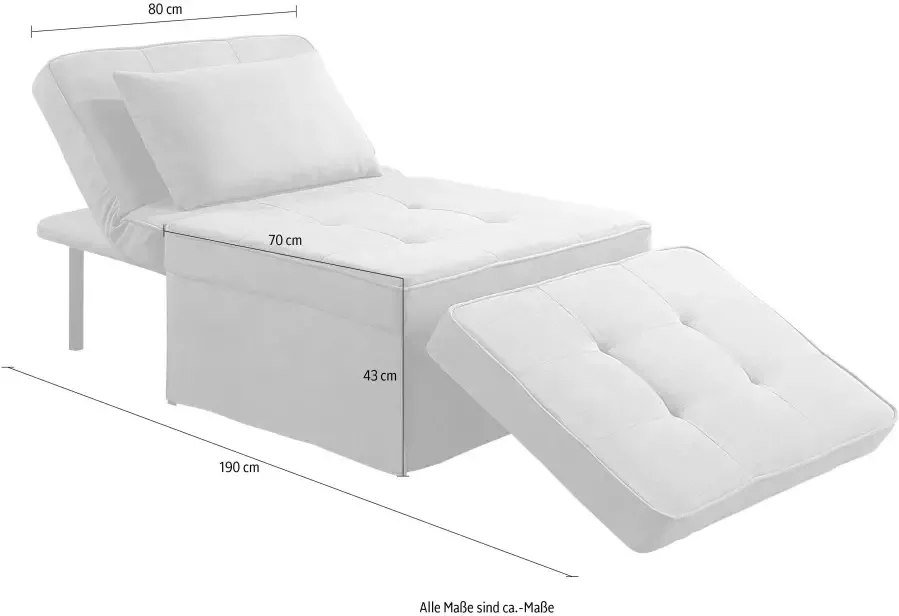 ATLANTIC home collection Slaapbank Finn te veranderen in een loungestoel relaxfauteuil en logeerbed incl. kussen - Foto 7
