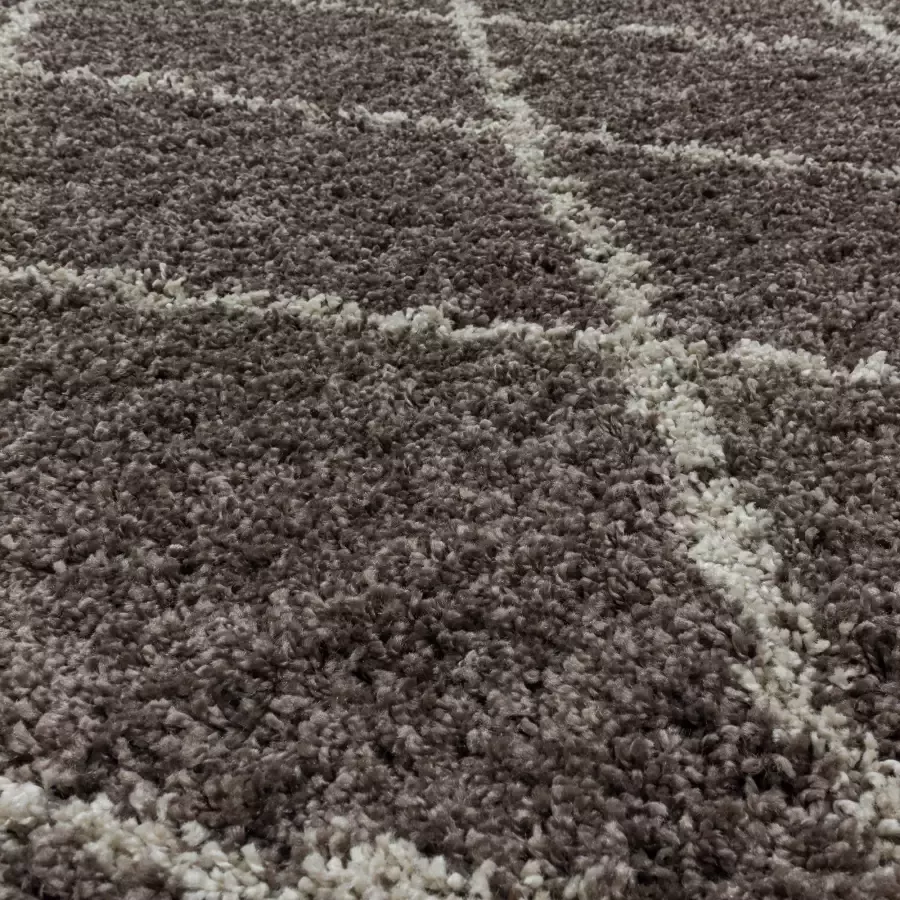 Adana Carpets Rond berber vloerkleed Agadir Lines Taupe Creme Ø 160cm