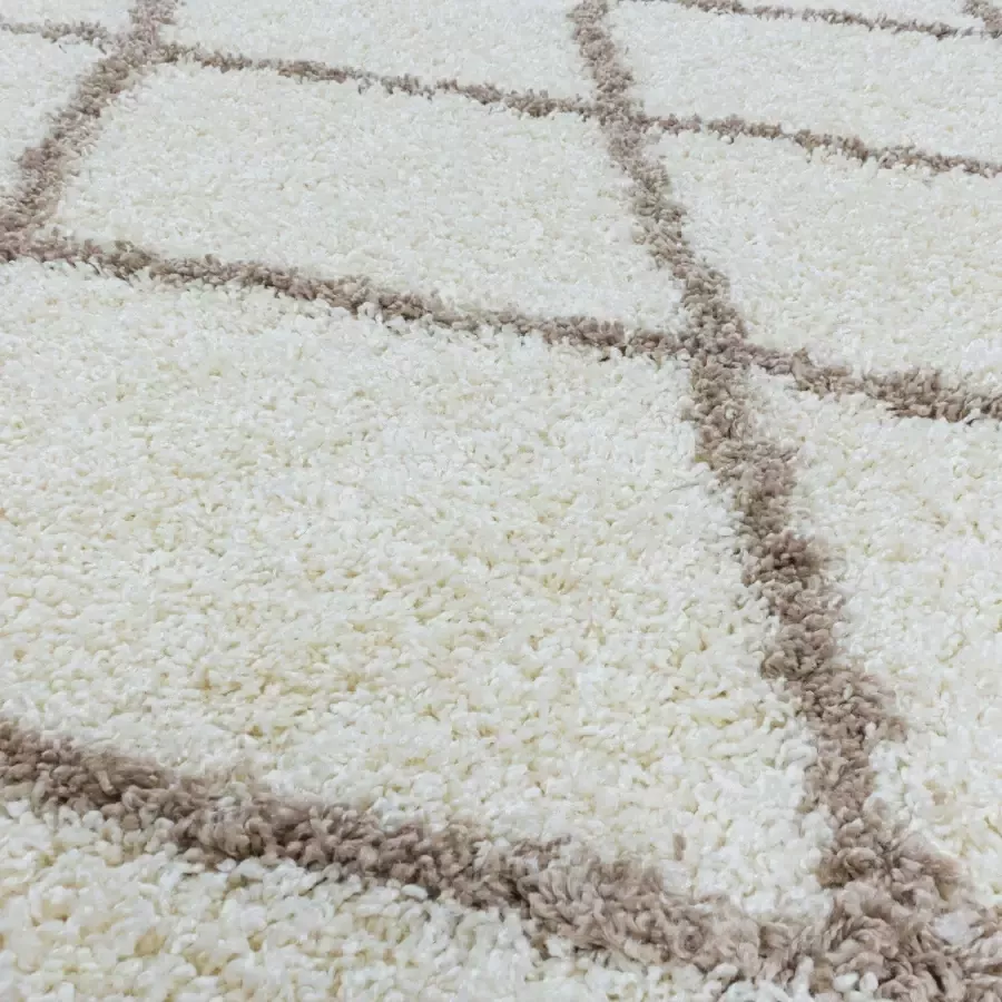 Adana Carpets Rond berber vloerkleed Agadir Lines Creme Beige Ø 160cm