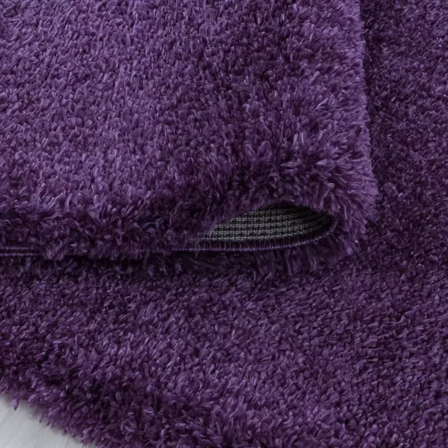 Adana Carpets Rond hoogpolig vloerkleed Fuzzy Paars Ø 160cm