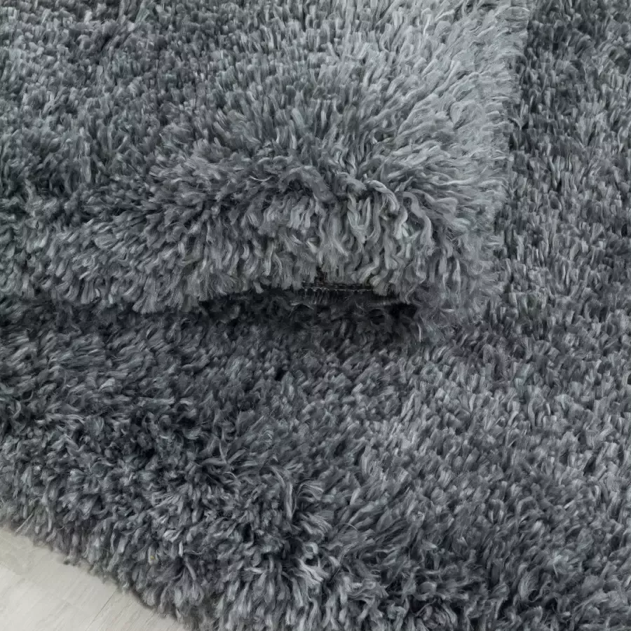 Adana Carpets Rond hoogpolig vloerkleed Fuzzy Donkergrijs Ø 160cm - Foto 18