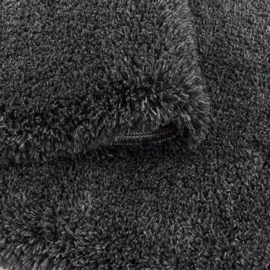 Adana Carpets Rond hoogpolig vloerkleed Fuzzy Donkergrijs Ø 160cm - Foto 6